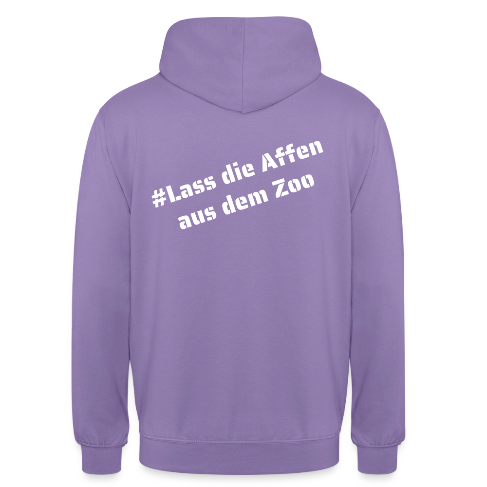 Hoodie Kunde Schule weiße Maske schiefe Schrift - Lavendel