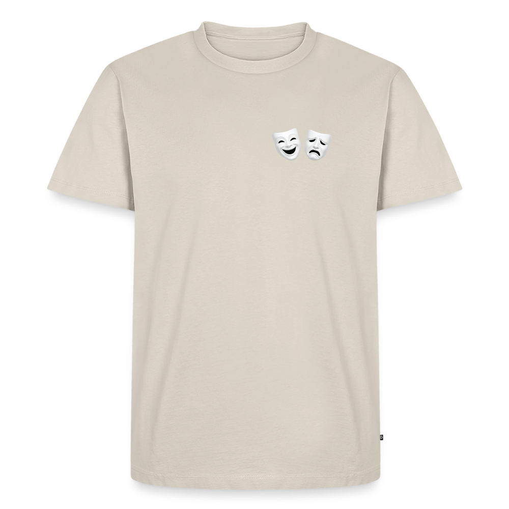 Tshirt Kunde Schule weiße Maske schiefe Schrift - Beige