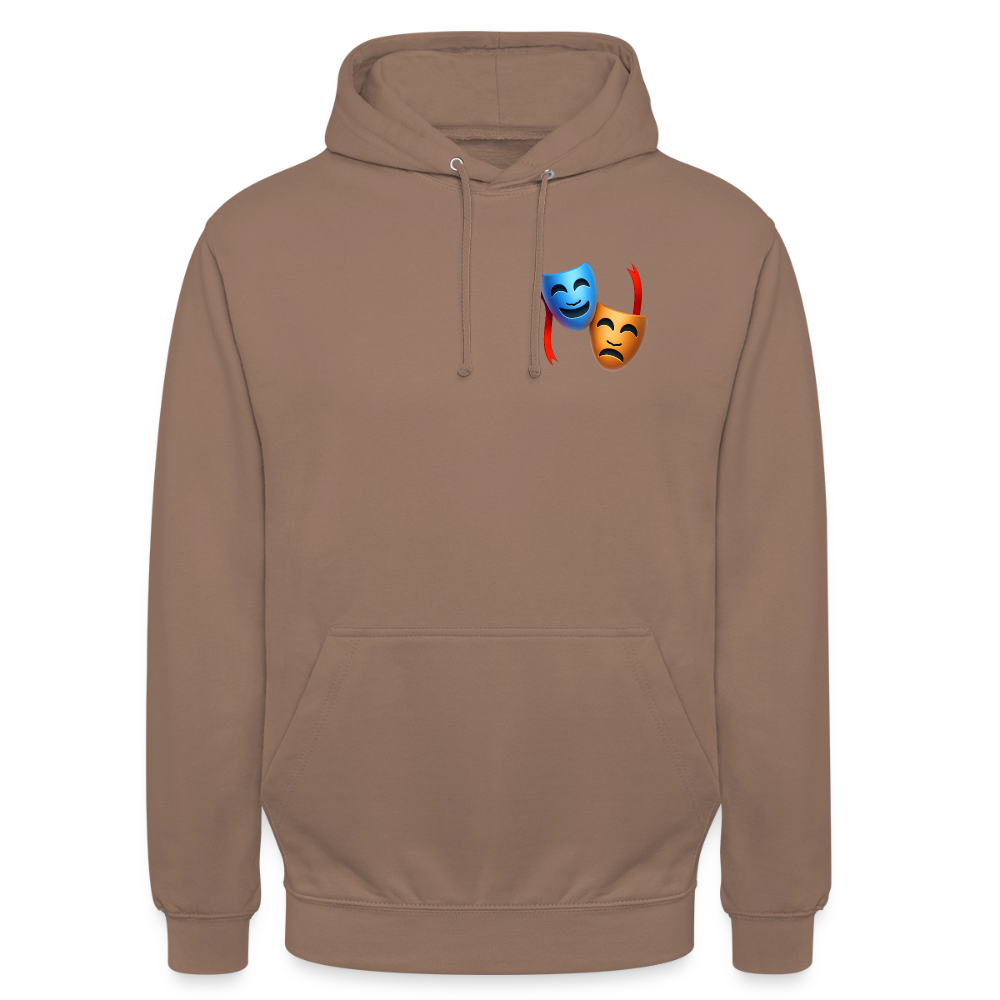 Hoodie Kunde Schule Bunte Maske gerade Schrift - Mokka