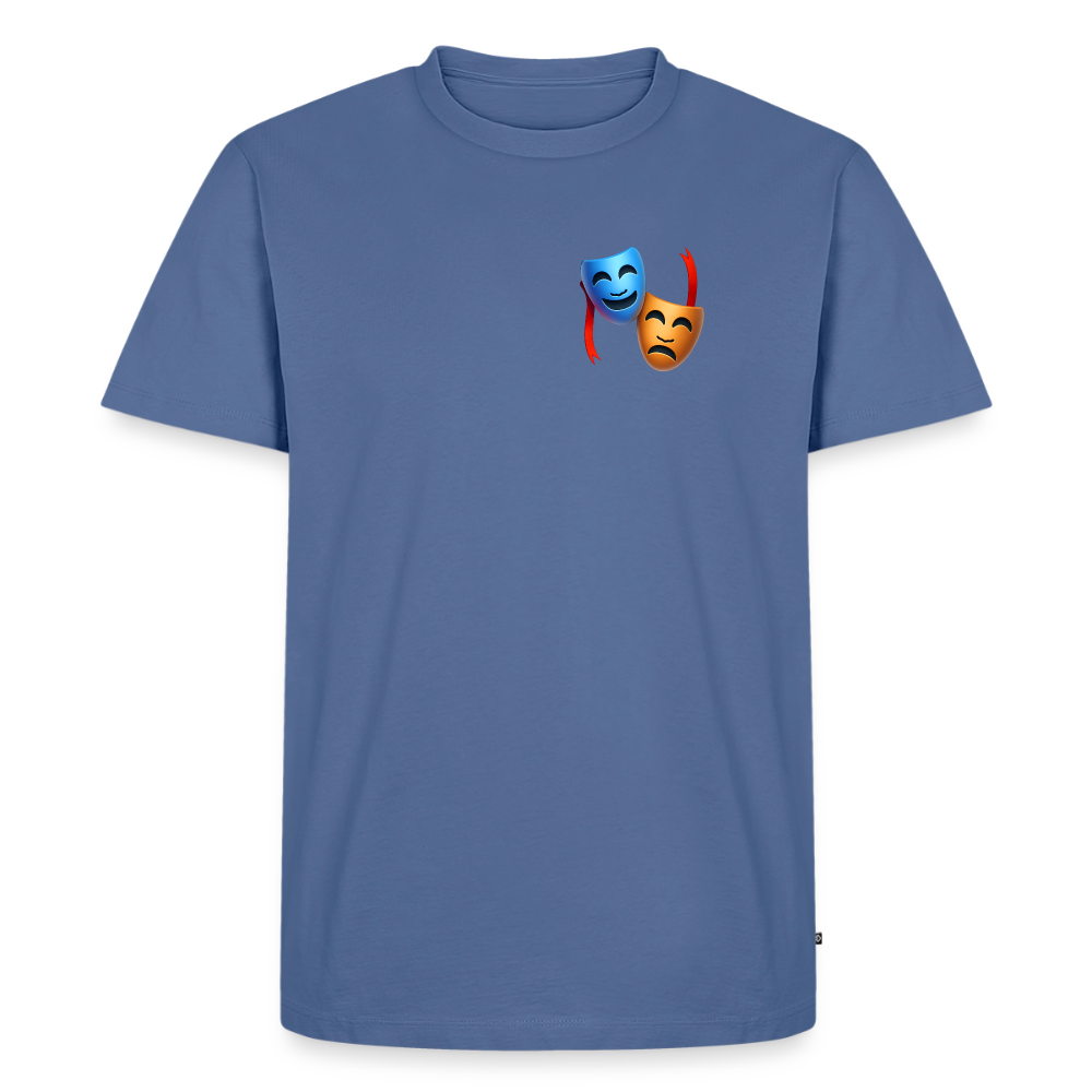 Tshirt Kunde Schule Bunte Maske gerade Schrift - Taubenblau
