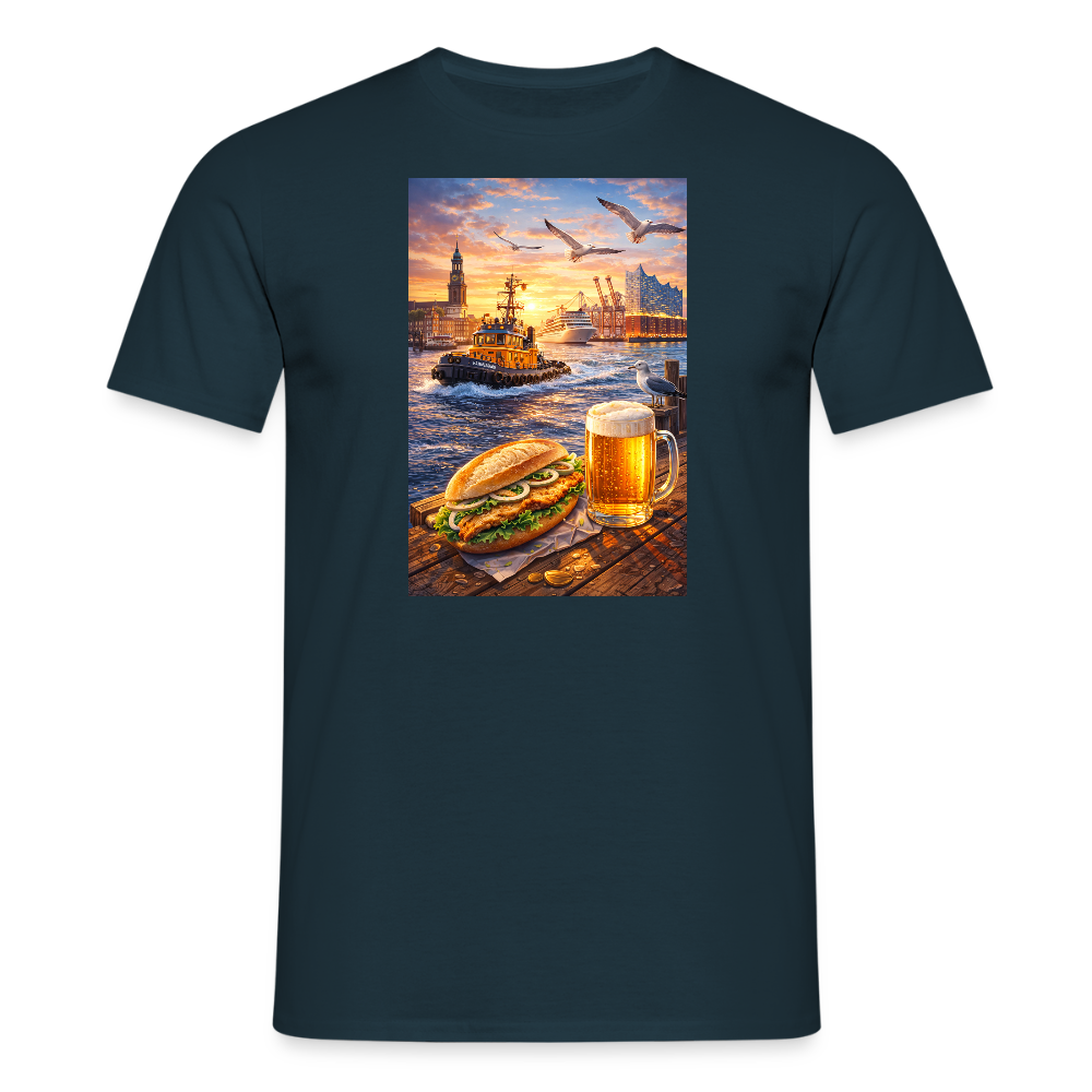 SSW2682Hamburger Hafen Bier und Fischbrötchen - Navy