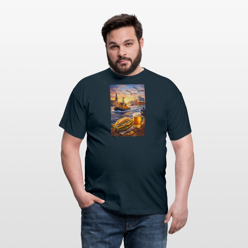 SSW2682Hamburger Hafen Bier und Fischbrötchen - Navy