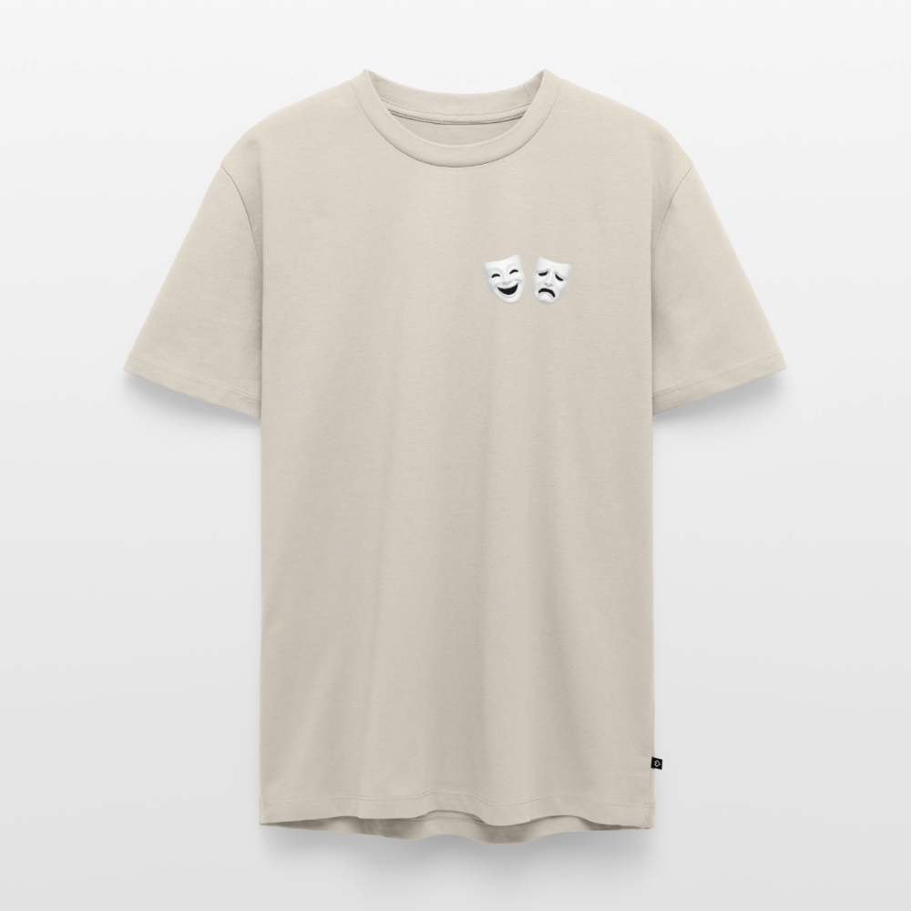 Tshirt Kunde Schule weiße Maske schiefe Schrift - Beige