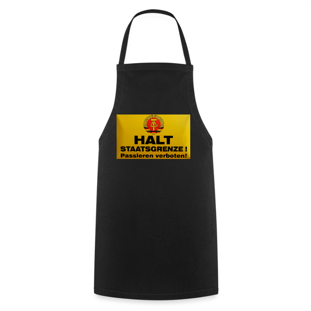 OSSI19 Kochschürze  HALT STAATSGRENZE - Schwarz