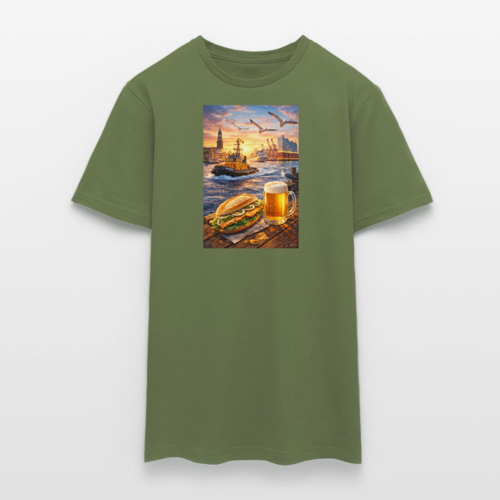 SSW2682Hamburger Hafen Bier und Fischbrötchen - Militärgrün