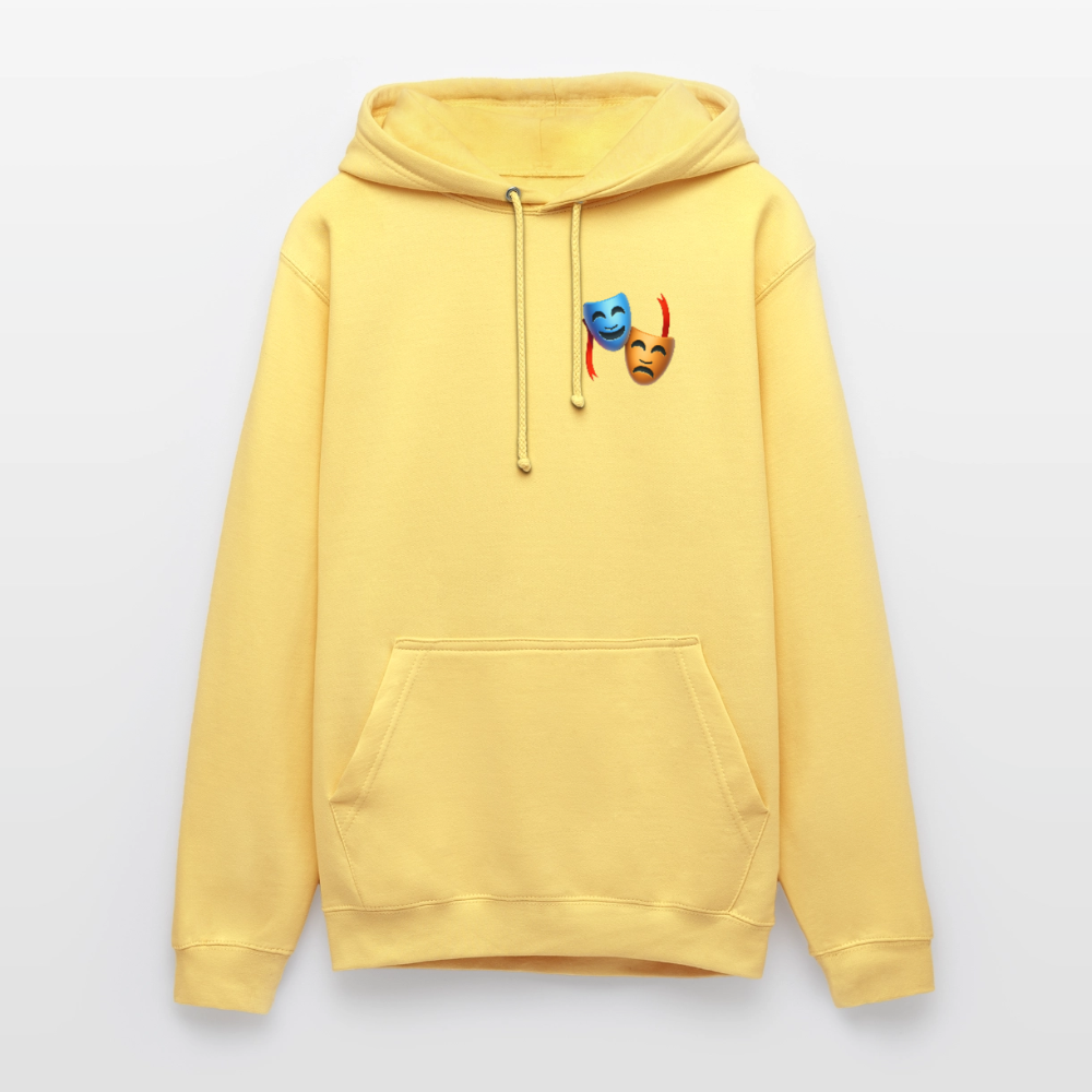 Hoodie Kunde Schule Bunte Maske gerade Schrift - Zitronengelb