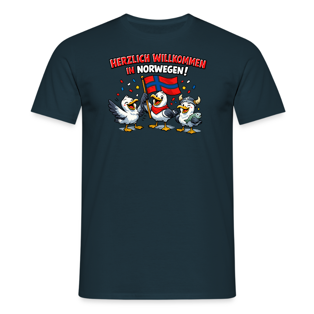 SSW2733 Tshirt Herzlich Willkommen in Norwegen - Navy