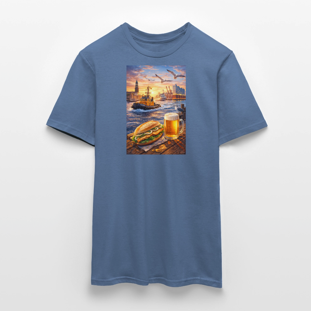 SSW2682Hamburger Hafen Bier und Fischbrötchen - Taubenblau 