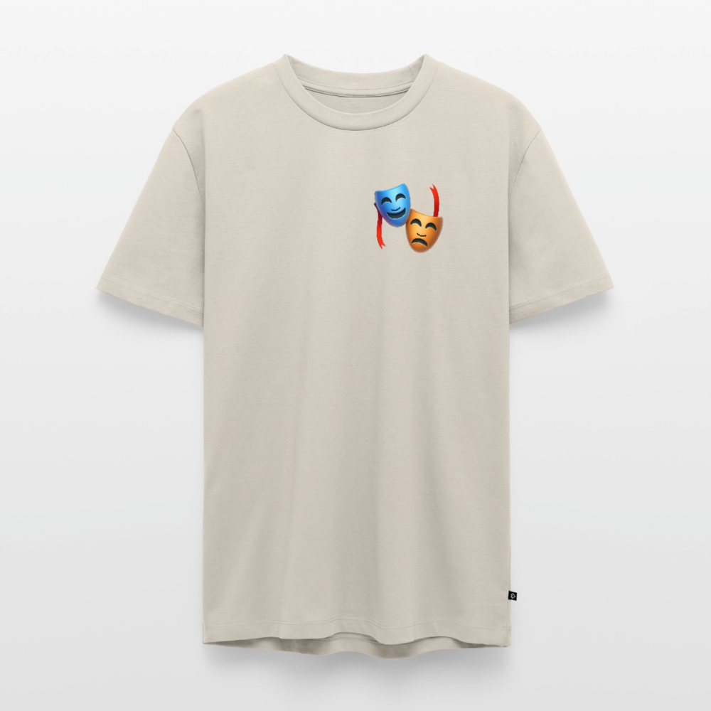 Tshirt Kunde Schule Bunte Maske schiefe Schrift - Beige