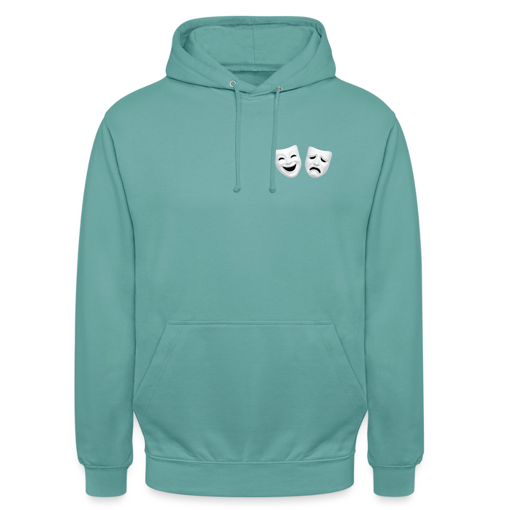 Hoodie Kunde Schule weiße Maske schiefe Schrift - Pastelltürkis