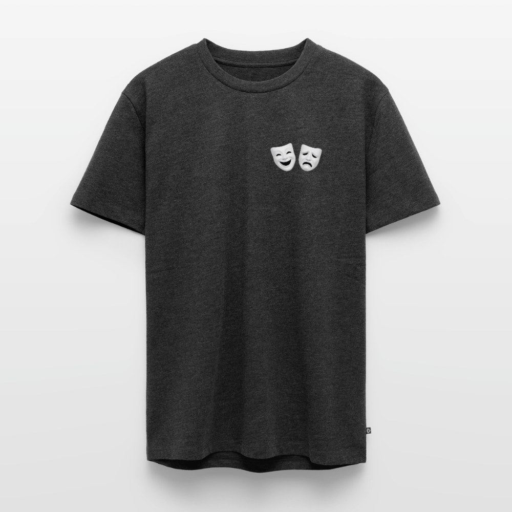 Tshirt Kunde Schule weiße Maske schiefe Schrift - Anthrazit meliert