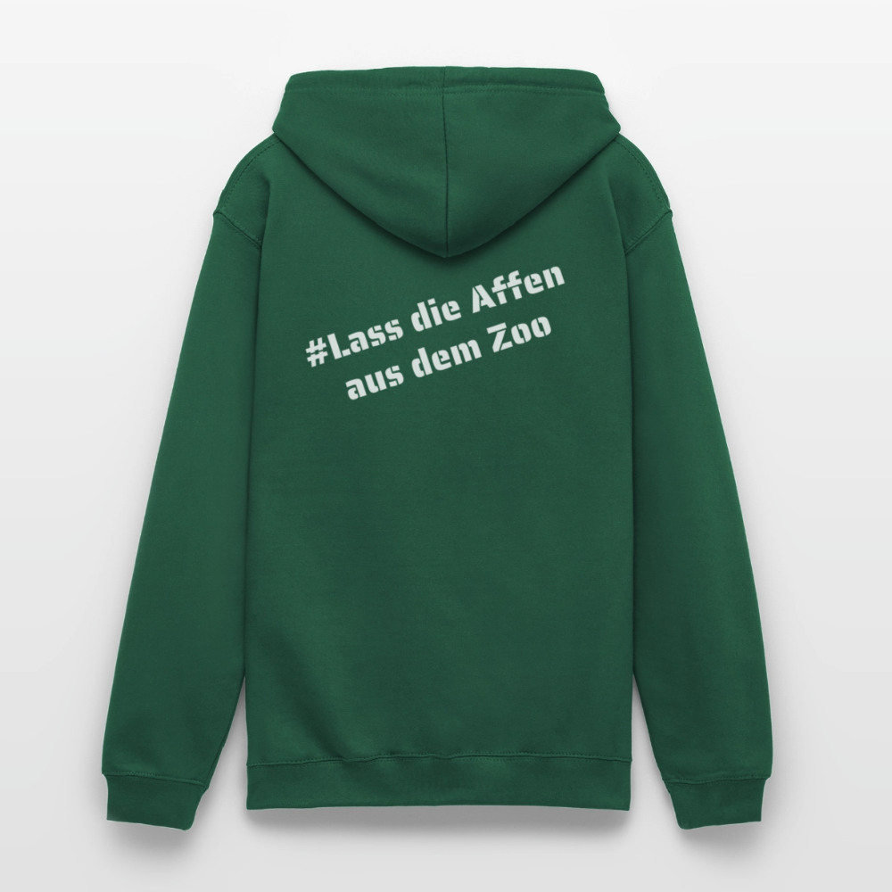 Hoodie Kunde Schule weiße Maske schiefe Schrift - Flaschengrün