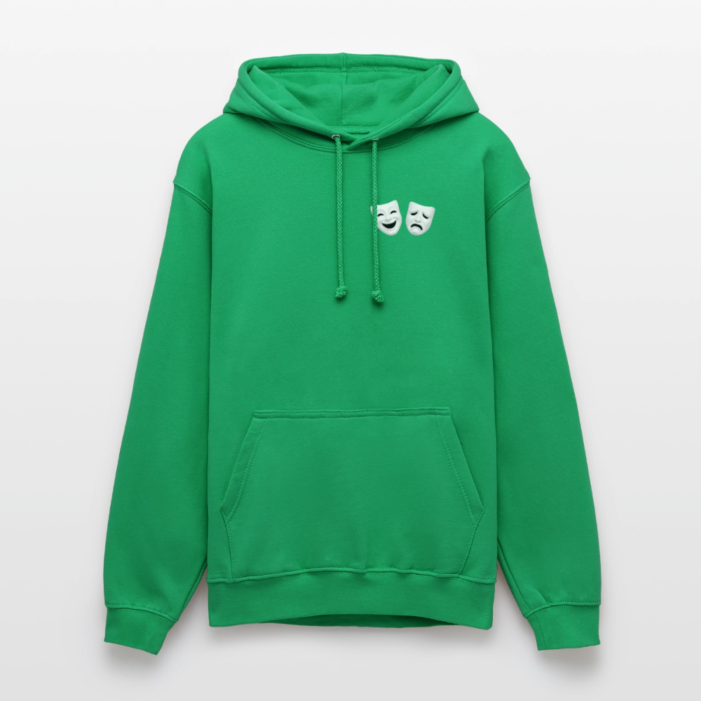 Hoodie Kunde Schule weiße Maske schiefe Schrift - Kelly Green