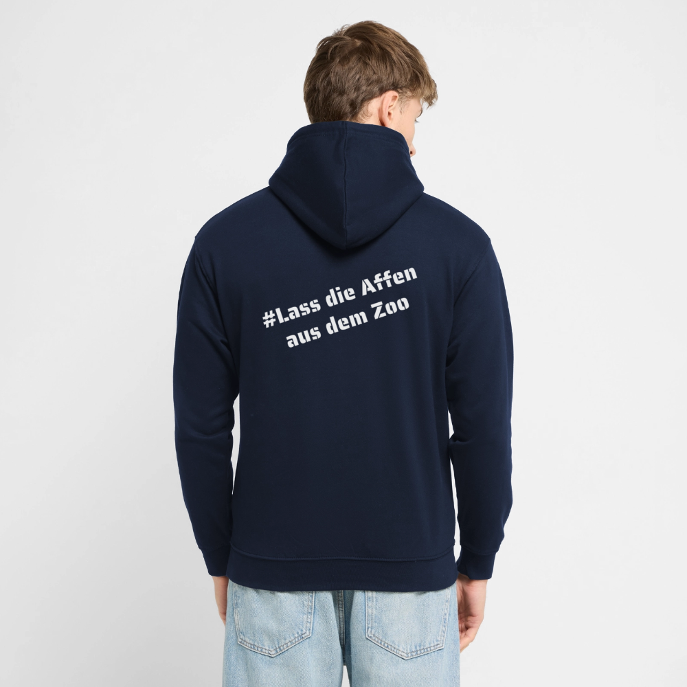 Hoodie Kunde Schule weiße Maske schiefe Schrift - Navy