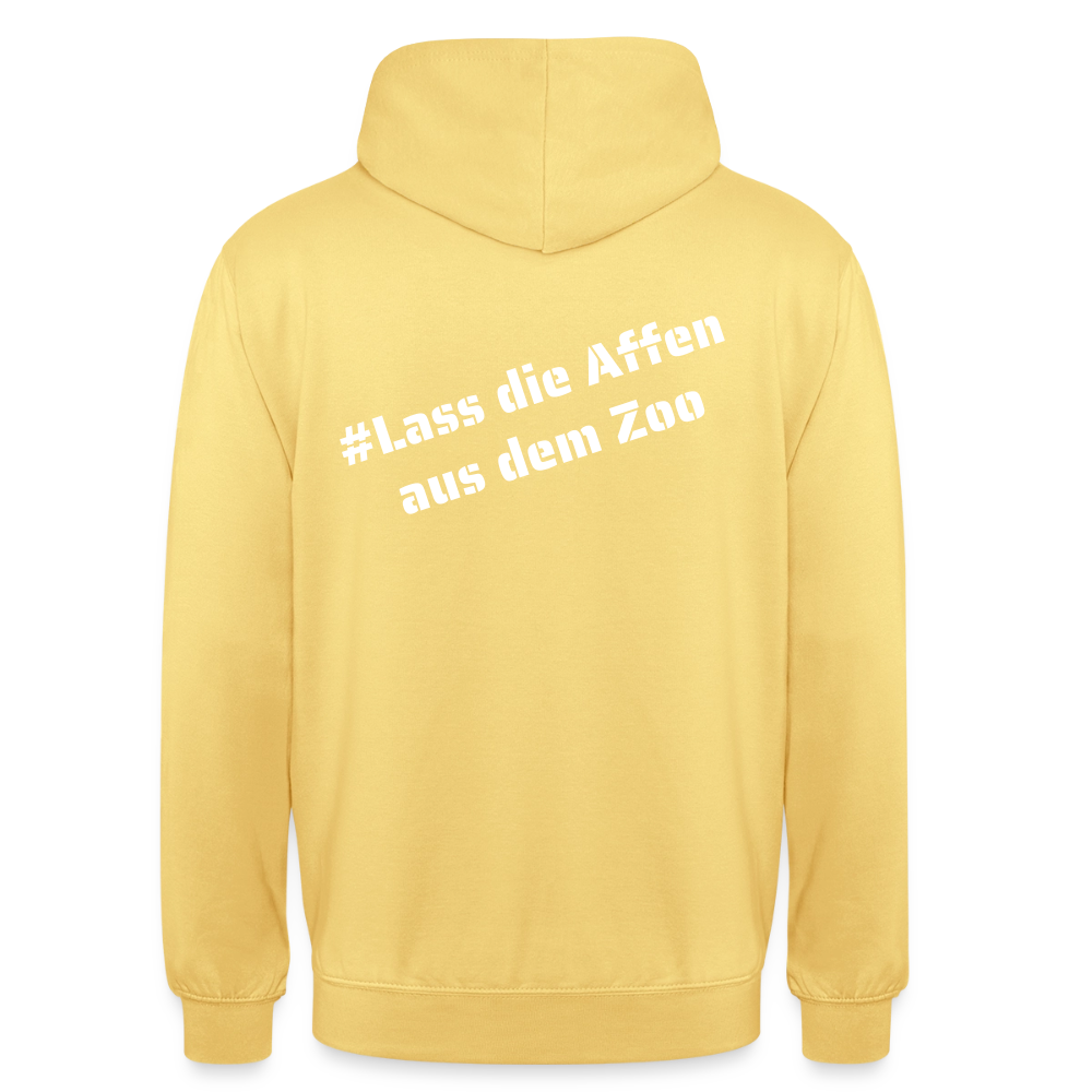 Hoodie Kunde Schule Bunte Maske schiefe Schrift - Zitronengelb