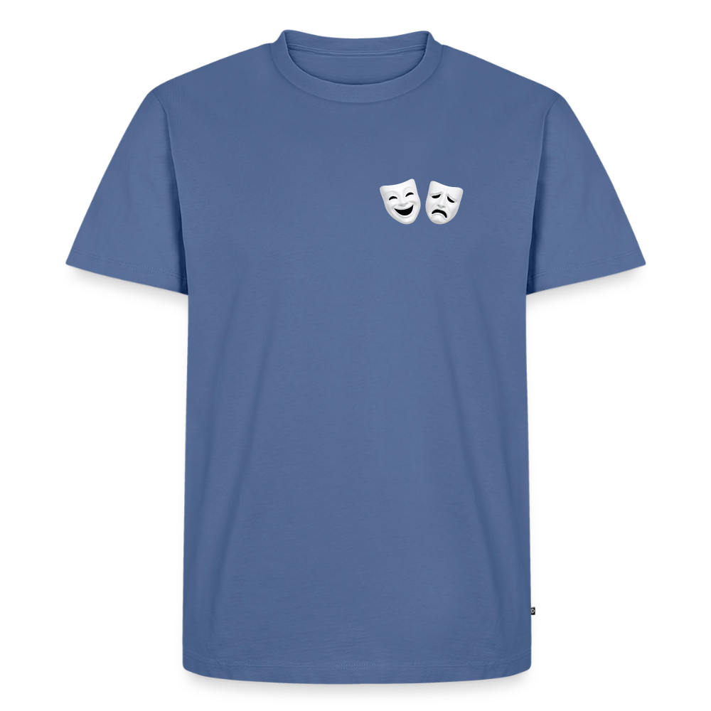 Tshirt Kunde Schule weiße Maske schiefe Schrift - Taubenblau