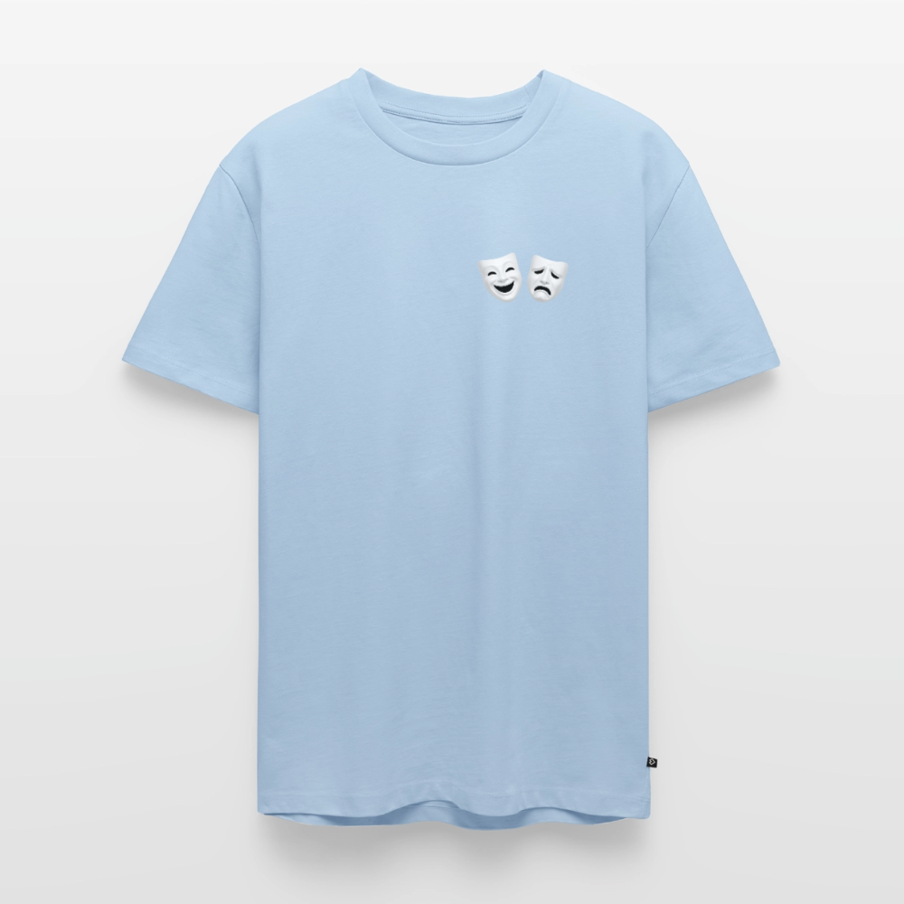 Tshirt Kunde Schule weiße Maske schiefe Schrift - Hellblau