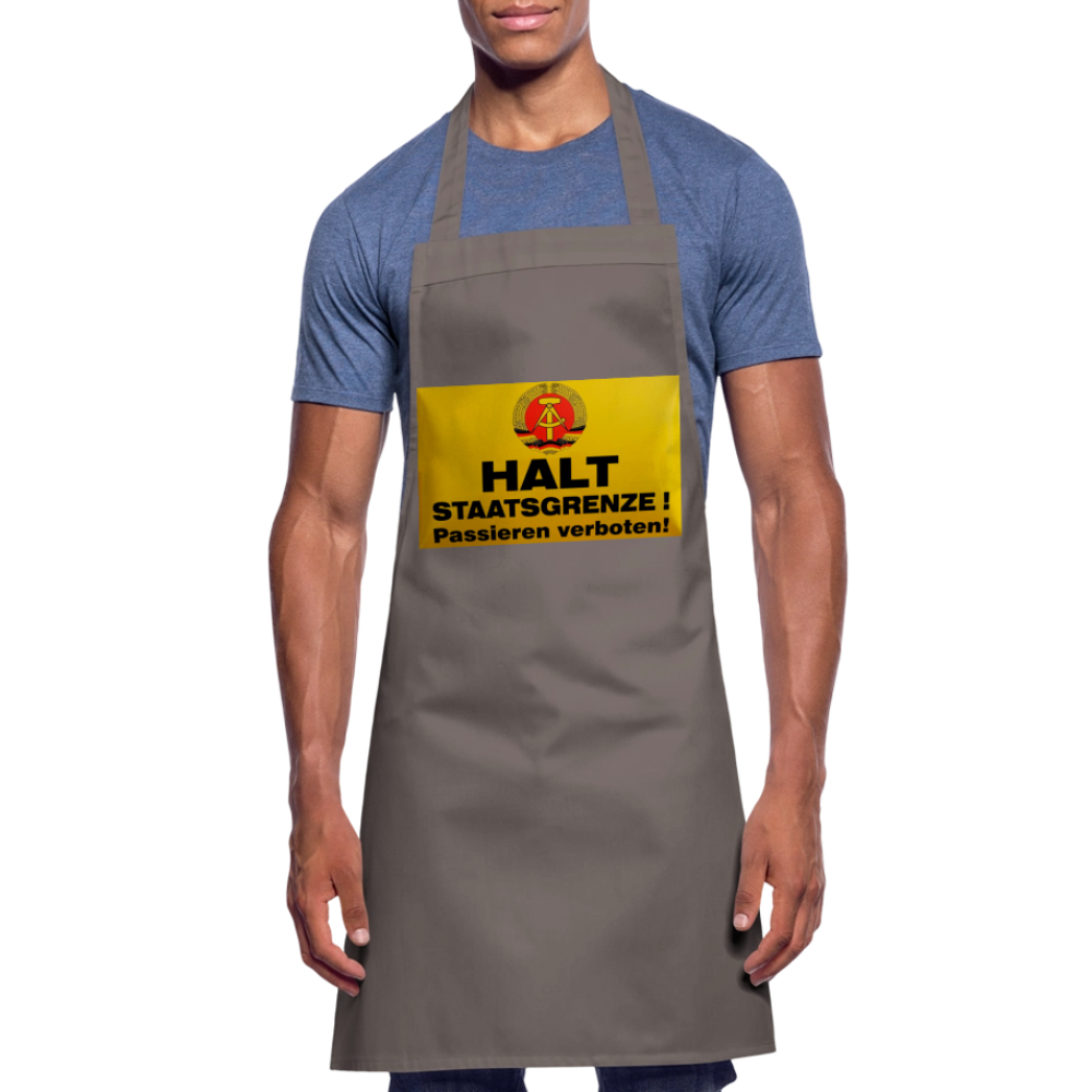 OSSI19 Kochschürze  HALT STAATSGRENZE - Grau