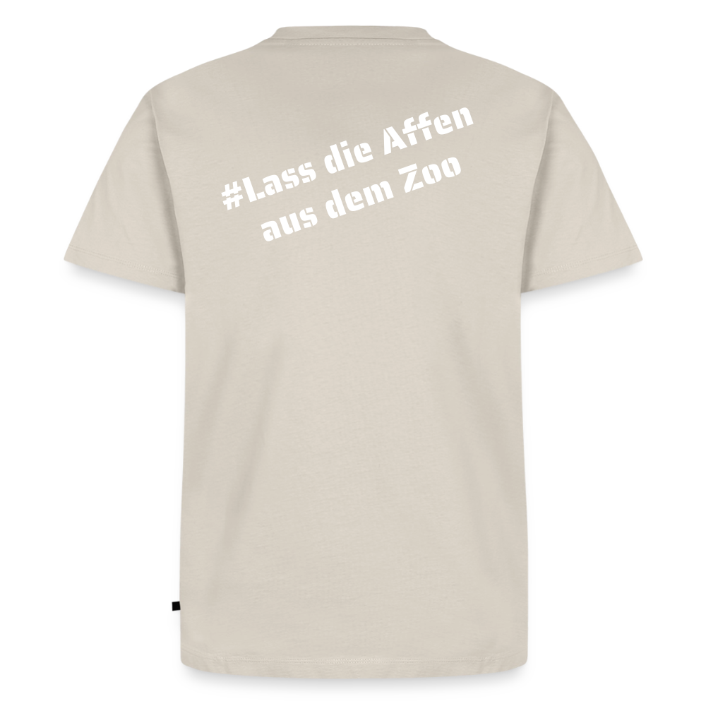 Tshirt Kunde Schule weiße Maske schiefe Schrift - Beige