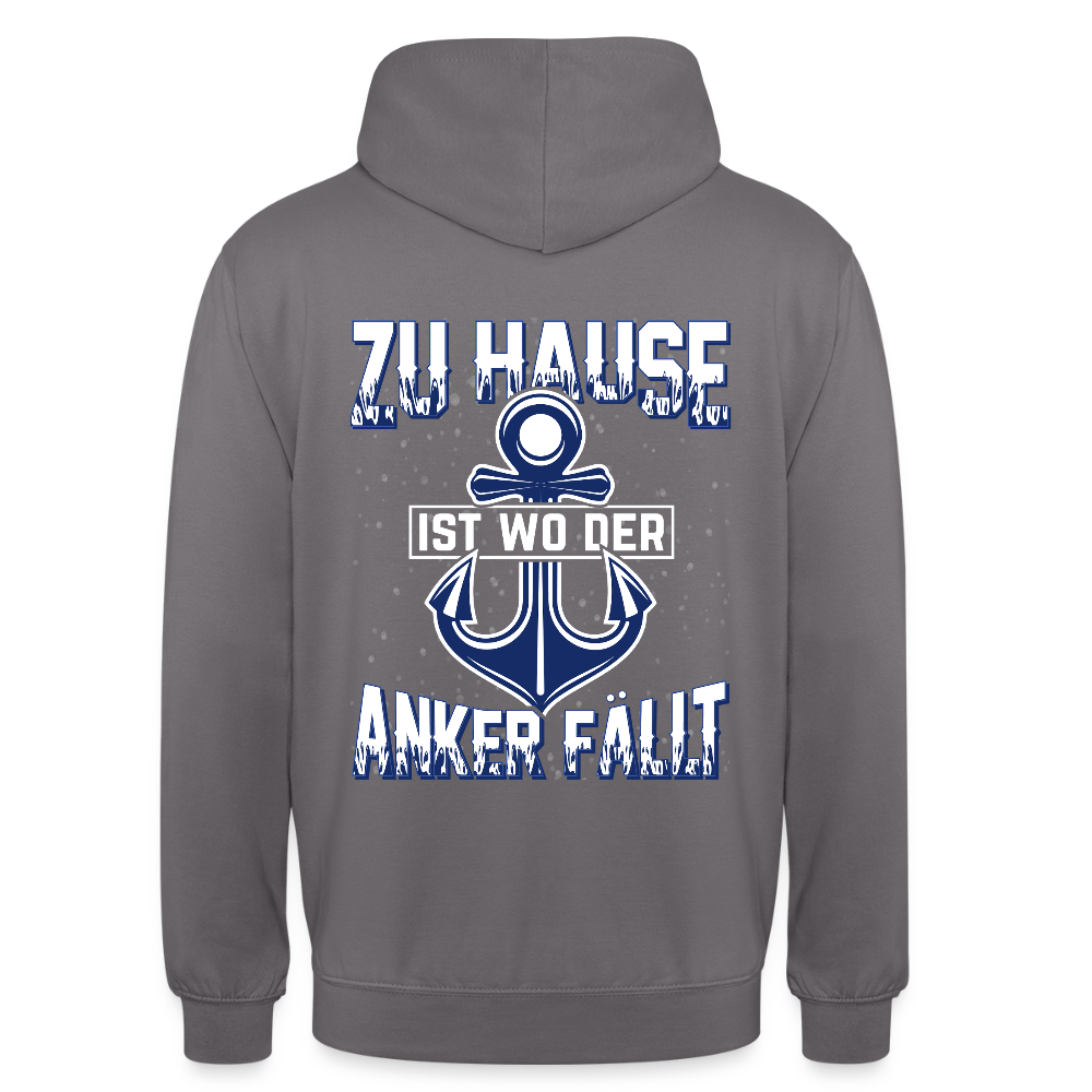 SSW2604 Zu Hause ist wo der Anker fällt Unisex Hoodie - Mittelgrau