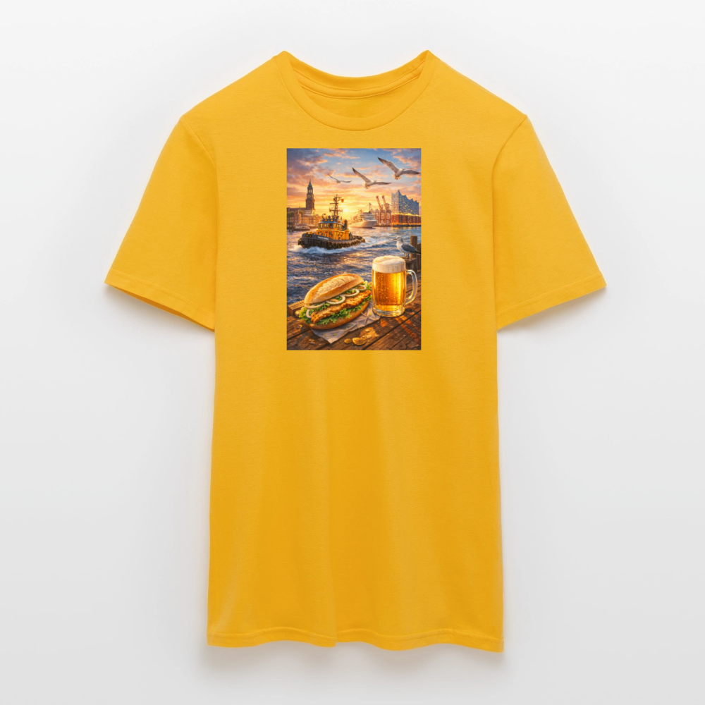 SSW2682Hamburger Hafen Bier und Fischbrötchen - Gelb