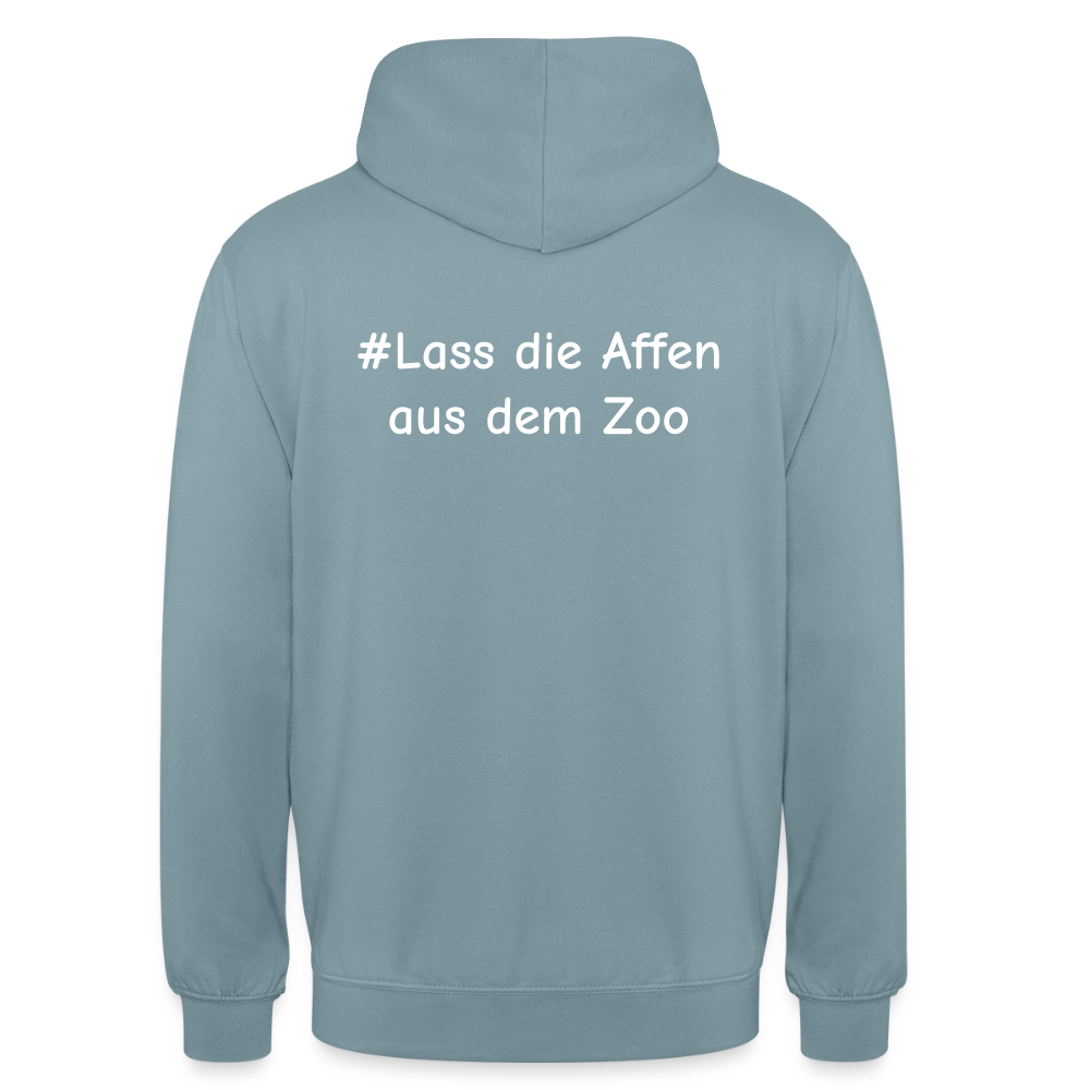 Hoodie Kunde Schule Bunte Maske gerade Schrift - Nebelblau