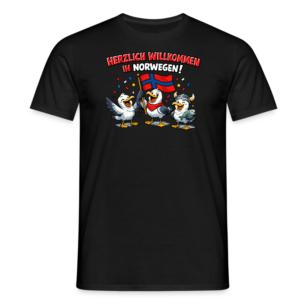 SSW2733 Tshirt Herzlich Willkommen in Norwegen - Schwarz