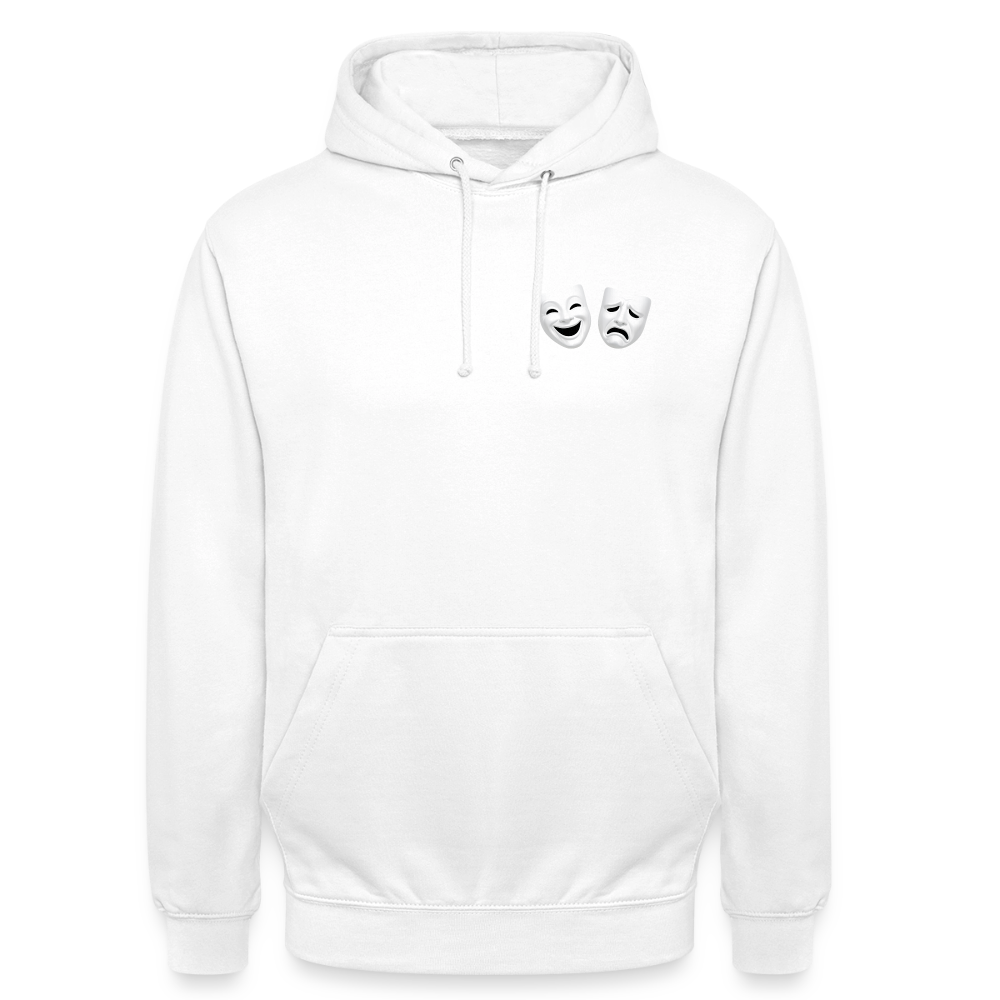 Hoodie Kunde Schule weiße Maske schiefe Schrift - Weiß