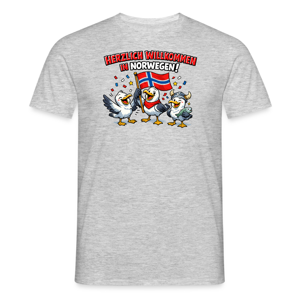 SSW2733 Tshirt Herzlich Willkommen in Norwegen - Grau meliert