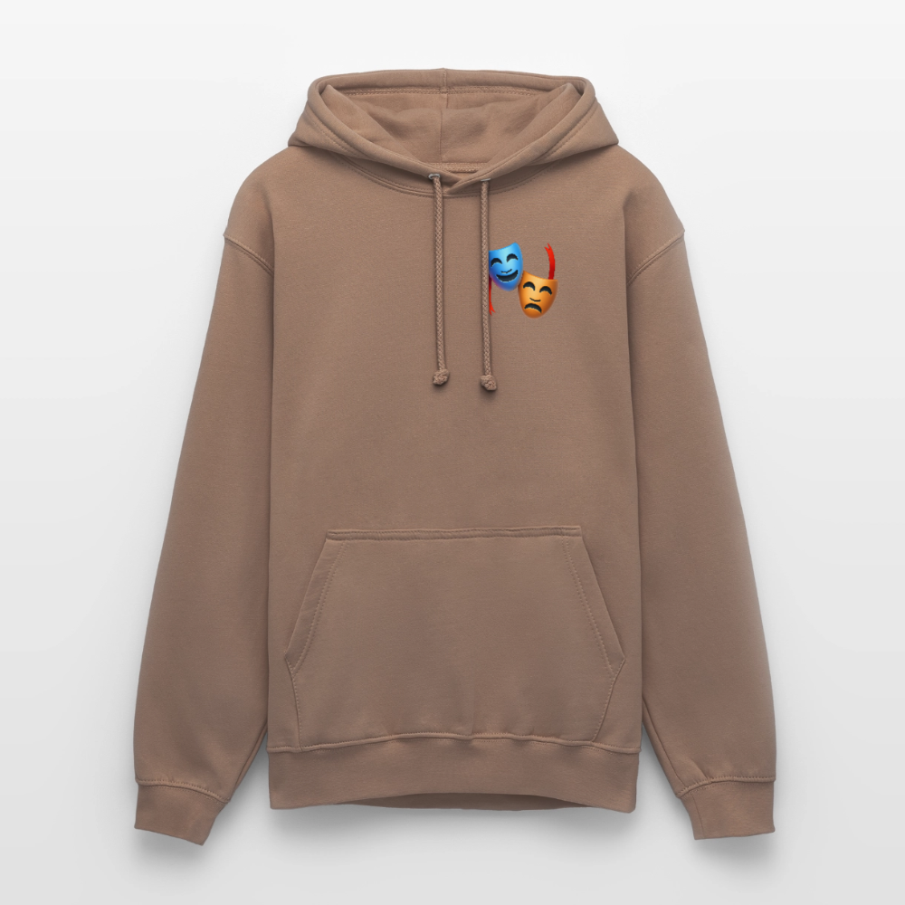Hoodie Kunde Schule Bunte Maske gerade Schrift - Mokka