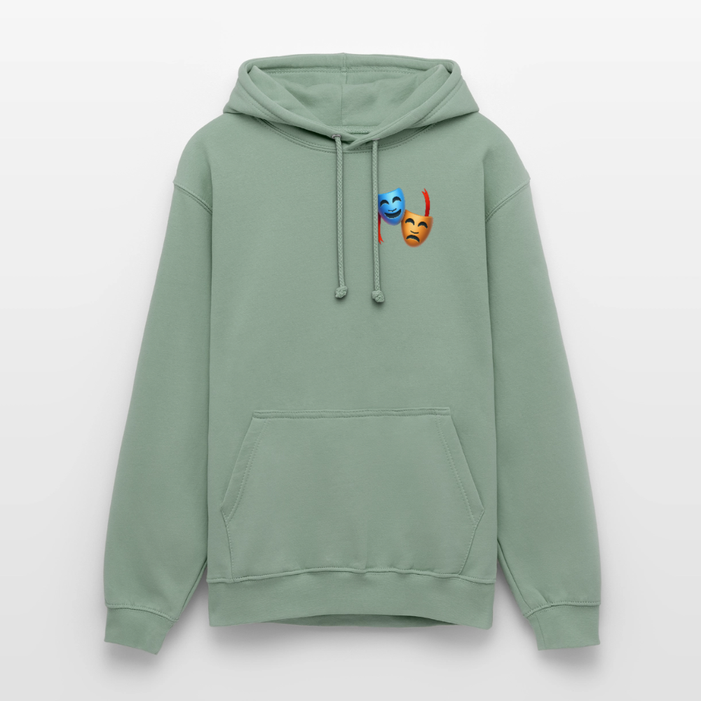 Hoodie Kunde Schule Bunte Maske gerade Schrift - Graugrün