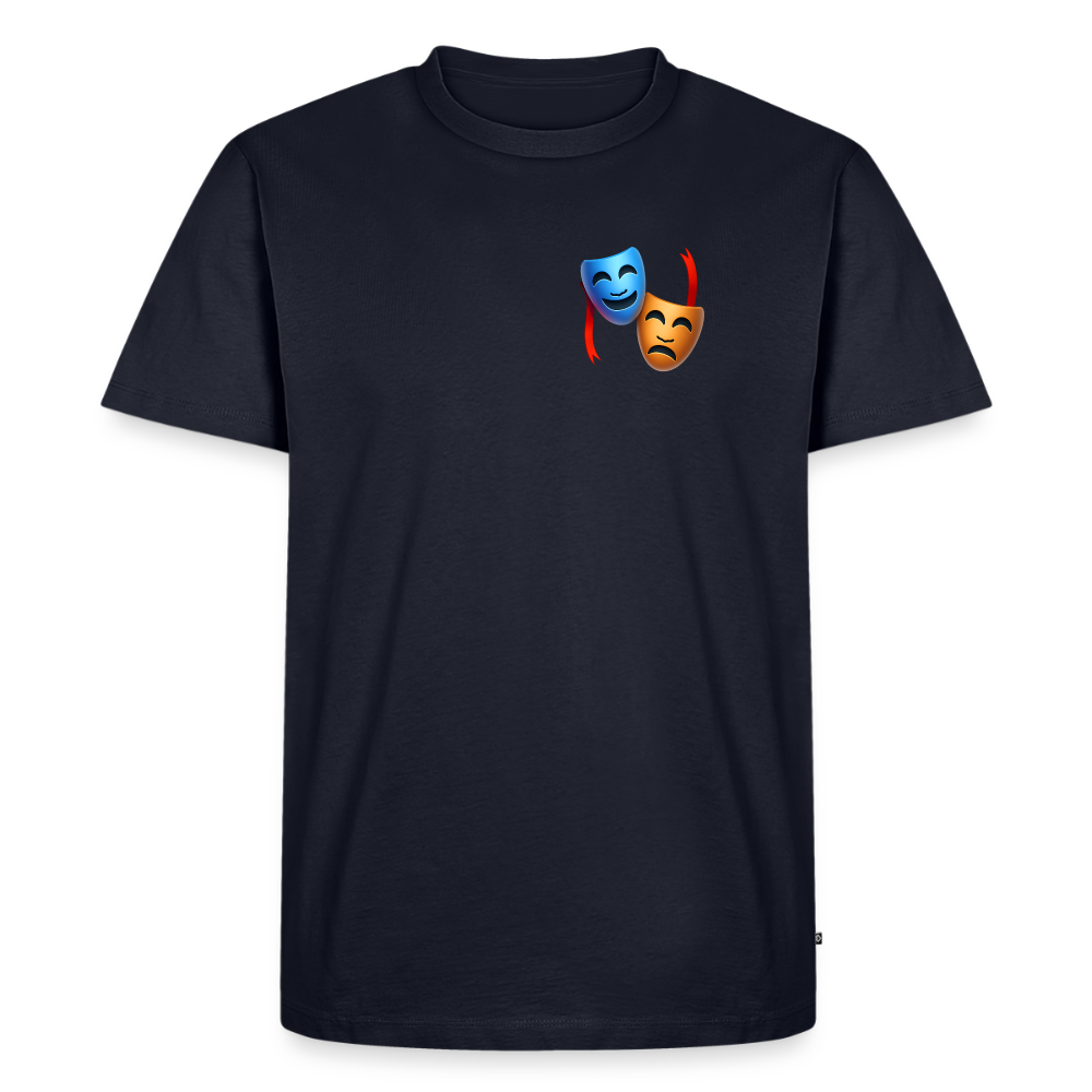 Tshirt Kunde Schule Bunte Maske schiefe Schrift - Navy
