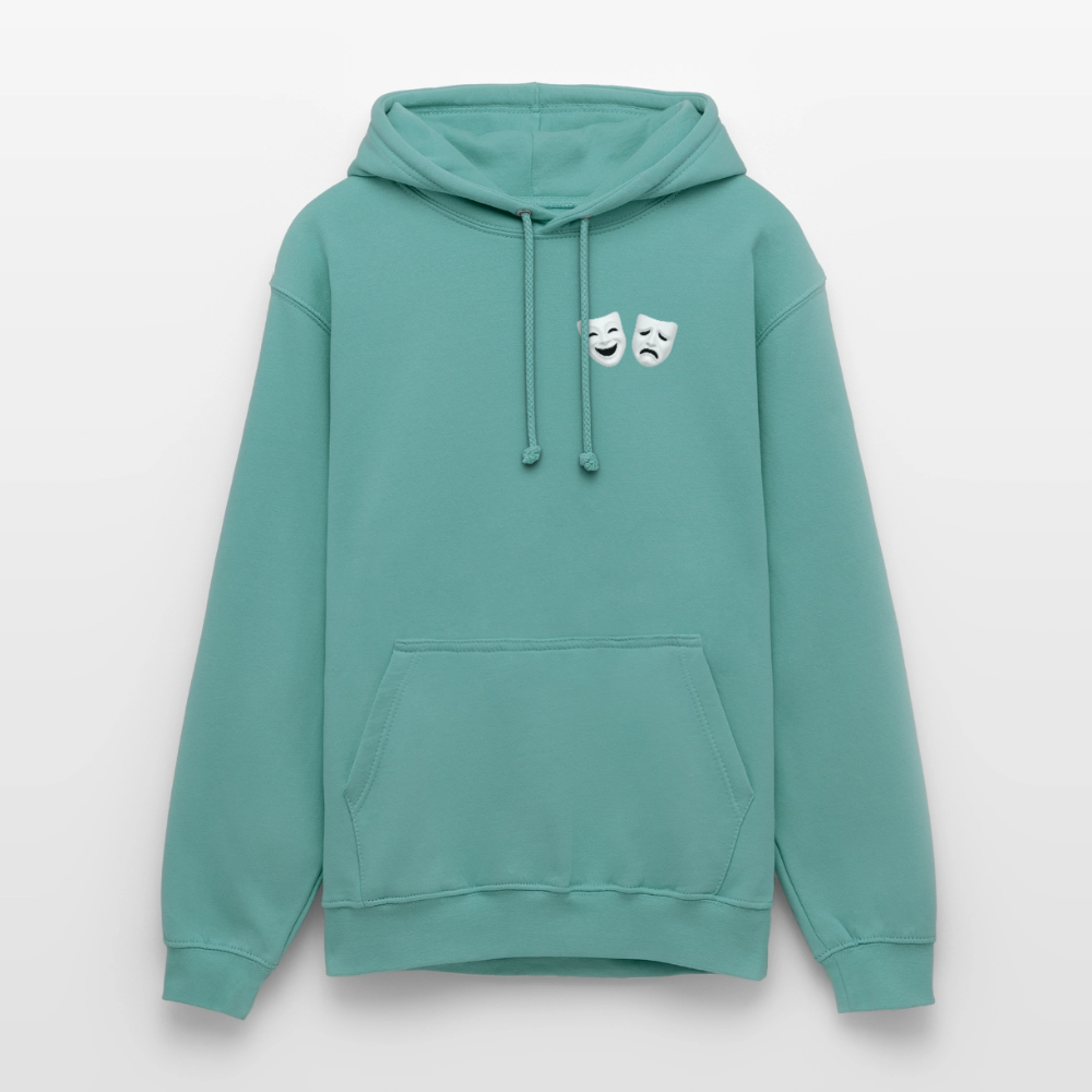 Hoodie Kunde Schule weiße Maske schiefe Schrift - Pastelltürkis