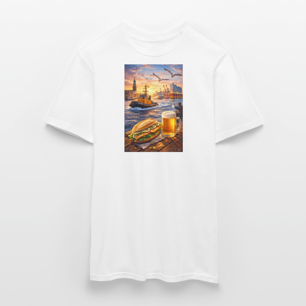 SSW2682Hamburger Hafen Bier und Fischbrötchen - Weiß