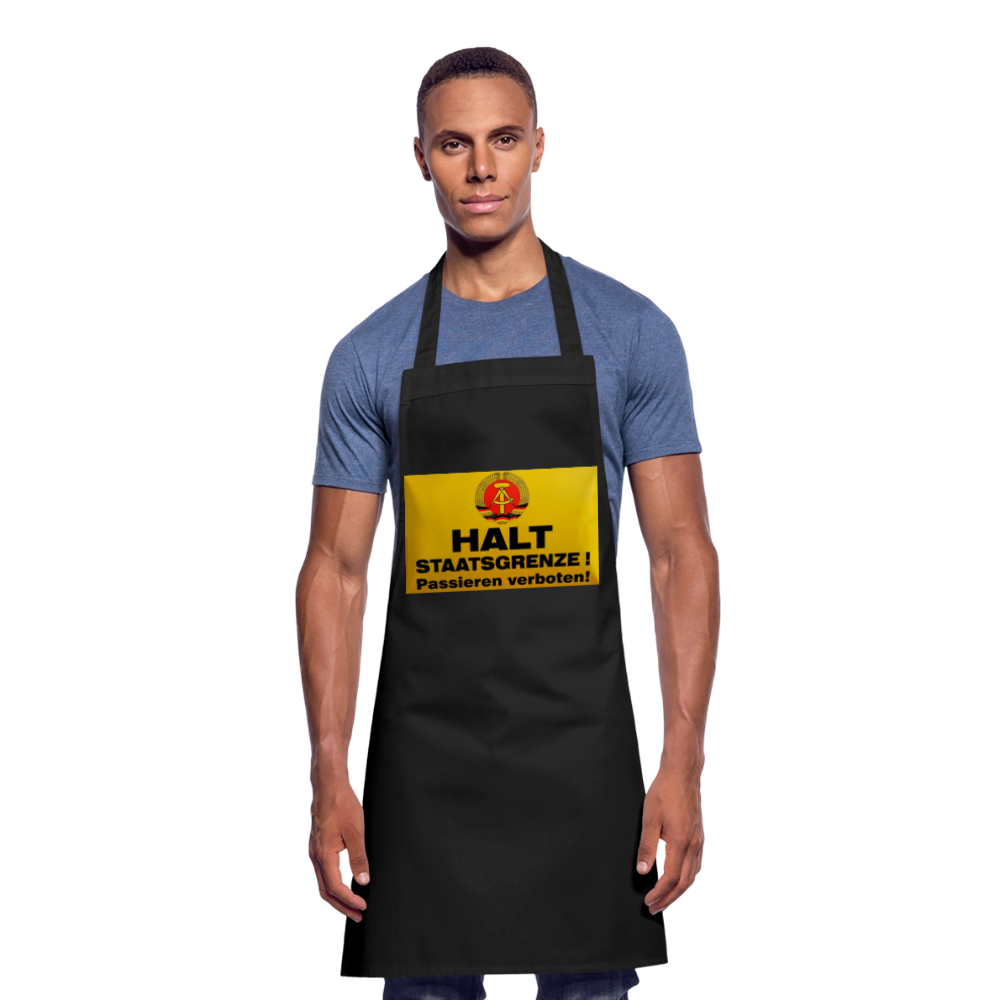 OSSI19 Kochschürze  HALT STAATSGRENZE - Schwarz