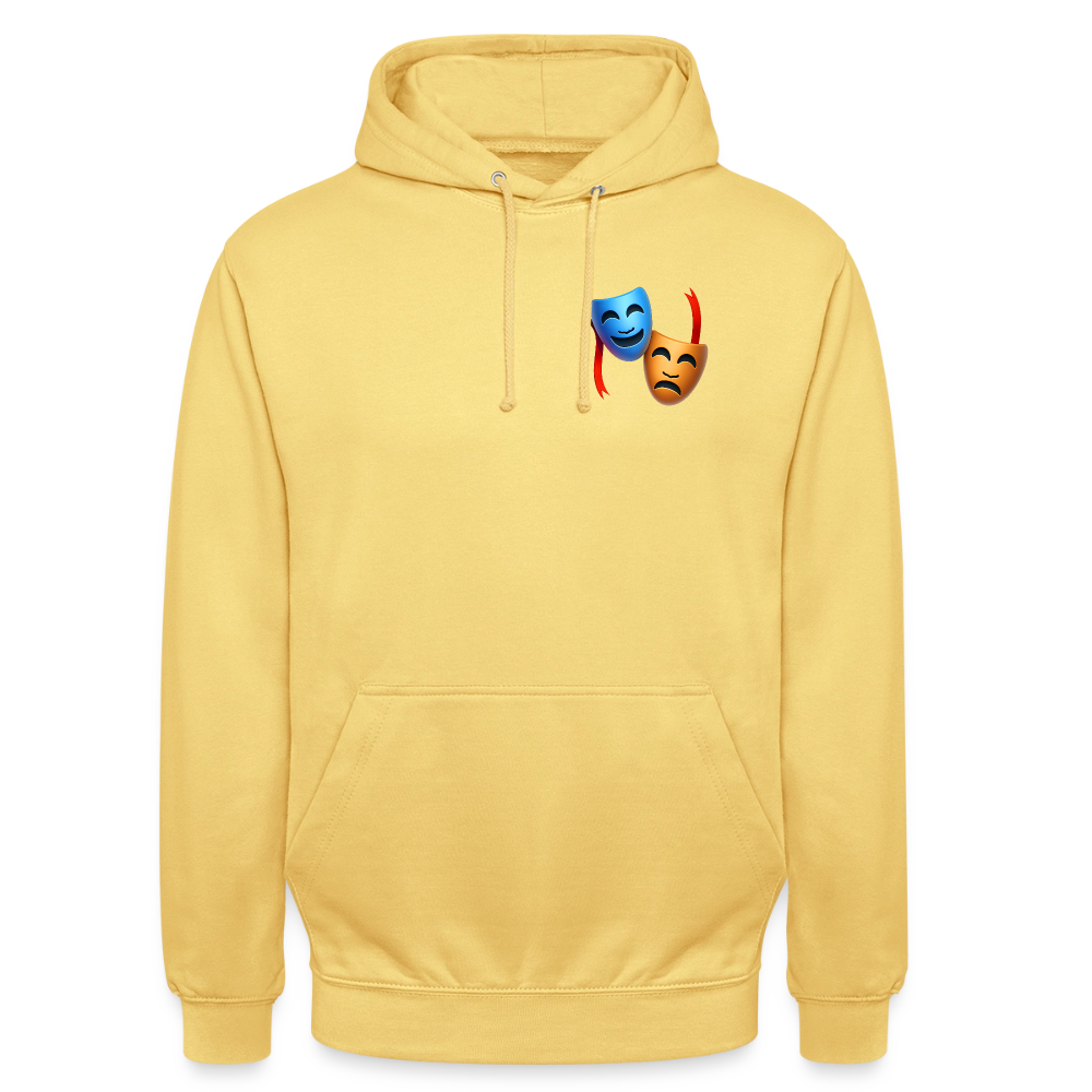 Hoodie Kunde Schule Bunte Maske gerade Schrift - Zitronengelb