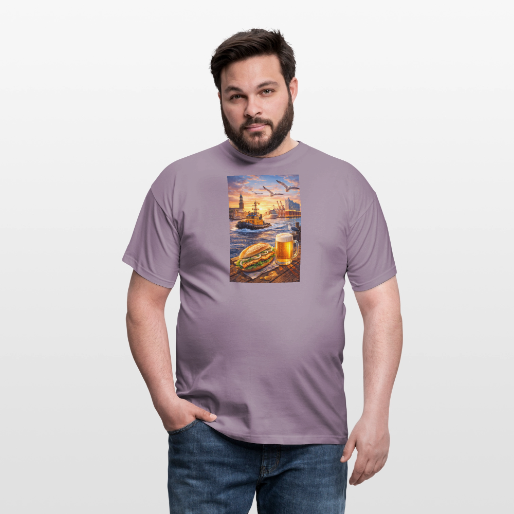 SSW2682Hamburger Hafen Bier und Fischbrötchen - Lilagrau 