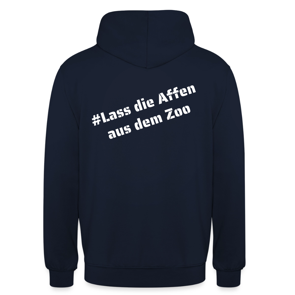 Hoodie Kunde Schule weiße Maske schiefe Schrift - Navy