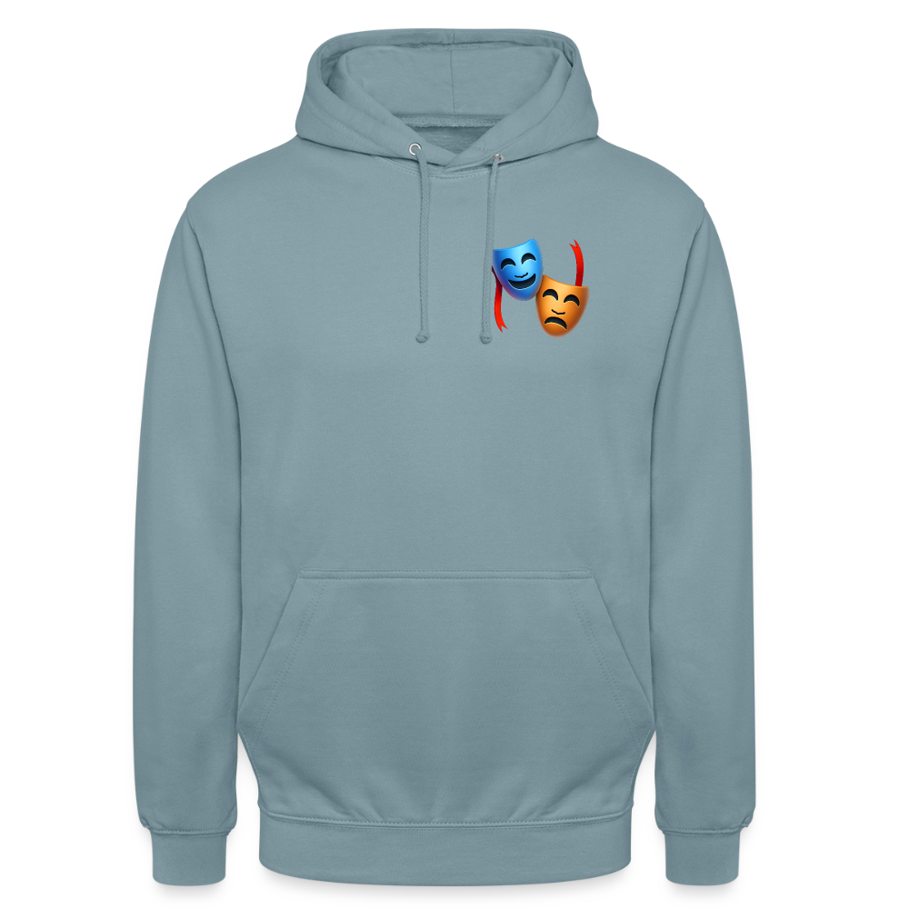 Hoodie Kunde Schule Bunte Maske gerade Schrift - Nebelblau