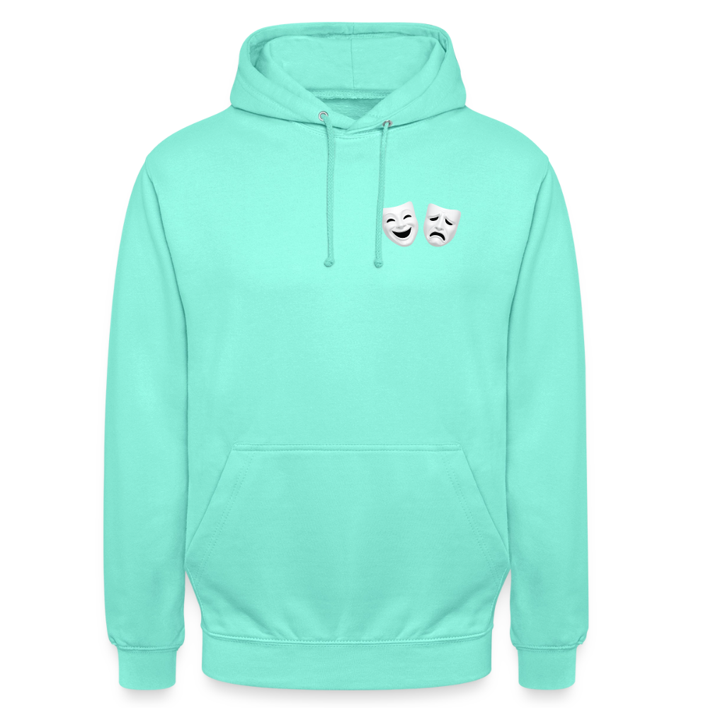Hoodie Kunde Schule weiße Maske schiefe Schrift - Mint