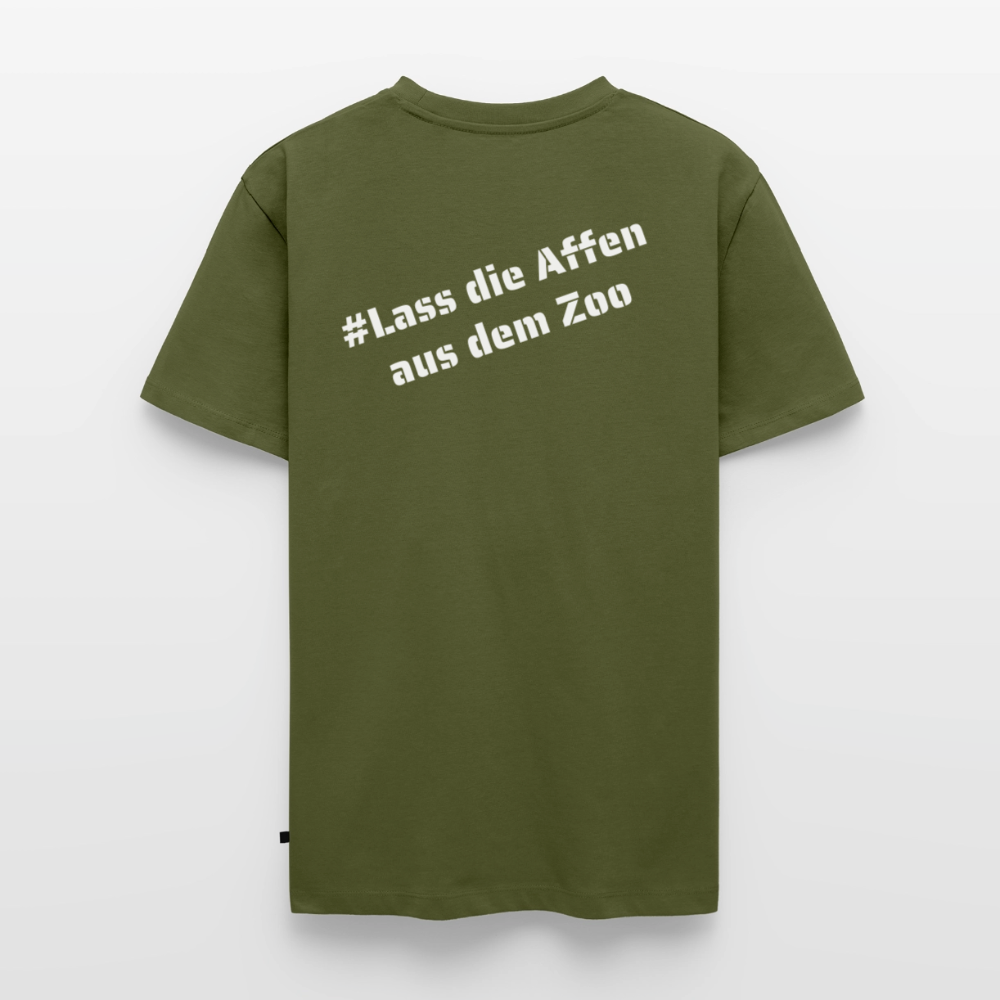 Tshirt Kunde Schule Bunte Maske schiefe Schrift - Khaki