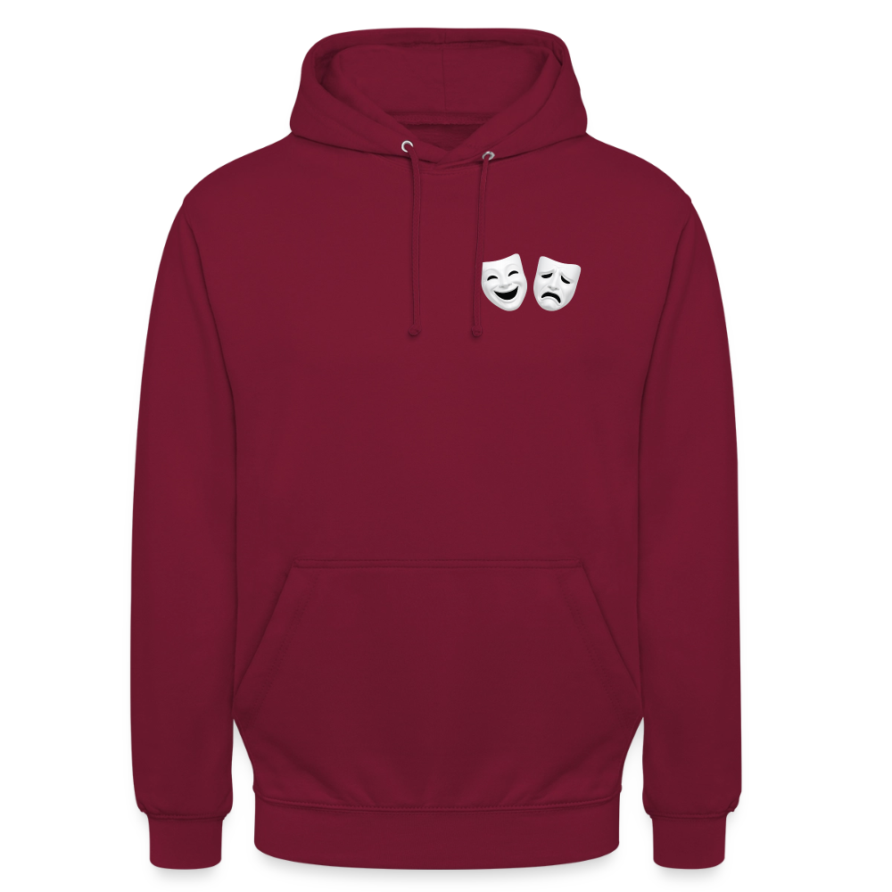 Hoodie Kunde Schule weiße Maske schiefe Schrift - Bordeaux