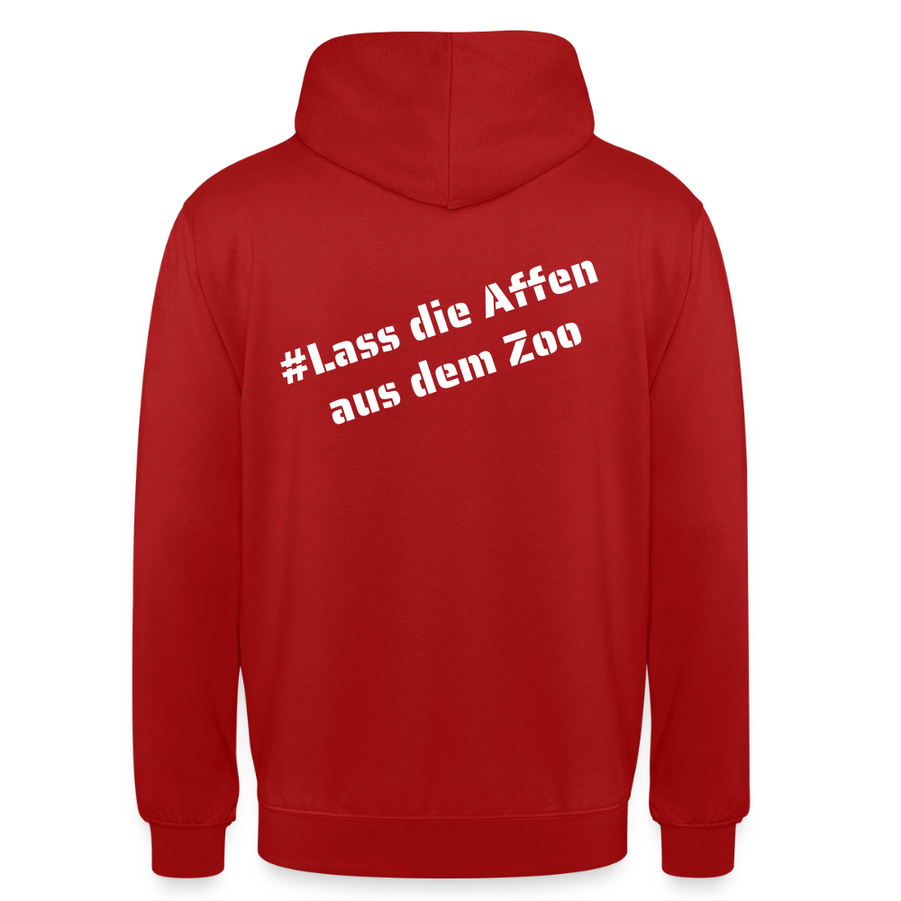 Hoodie Kunde Schule weiße Maske schiefe Schrift - Rot