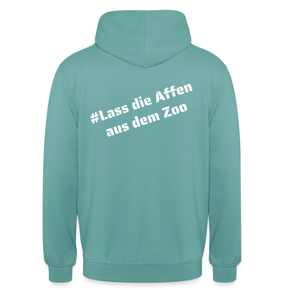 Hoodie Kunde Schule Bunte Maske schiefe Schrift - Pastelltürkis