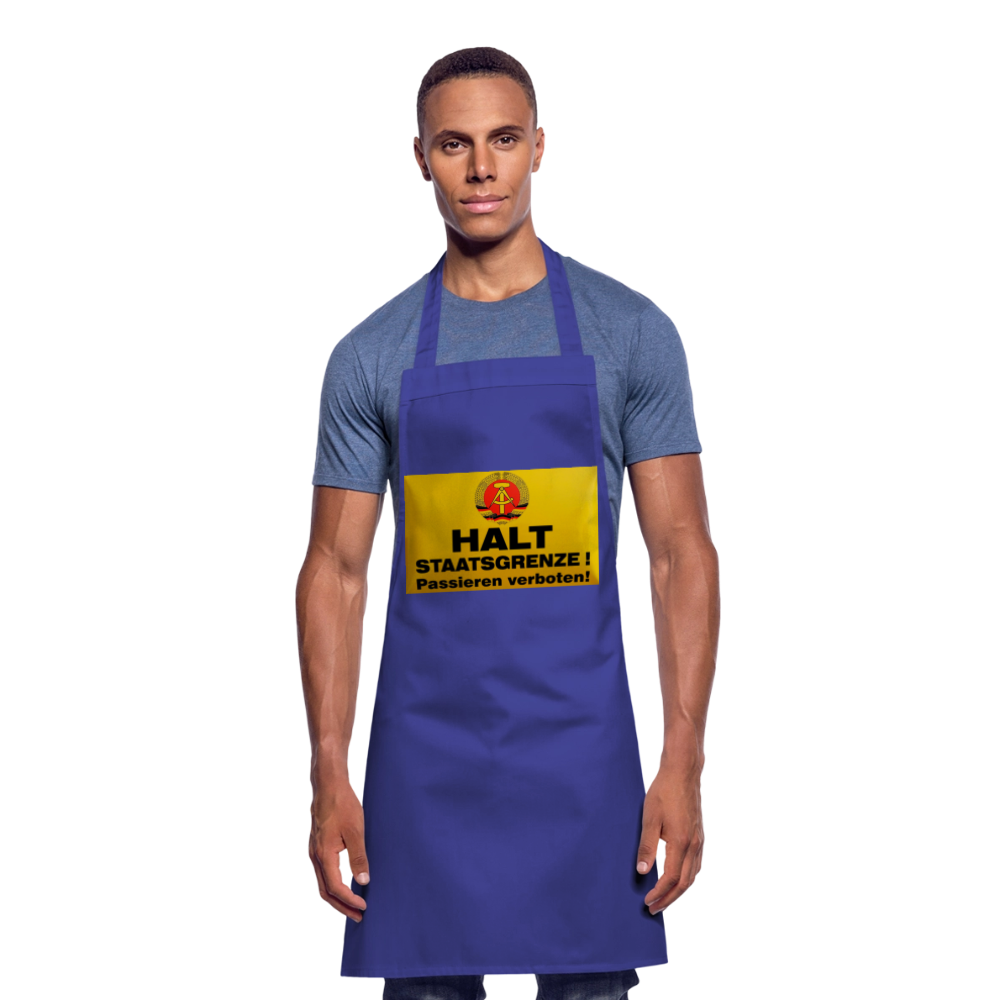 OSSI19 Kochschürze  HALT STAATSGRENZE - Royalblau