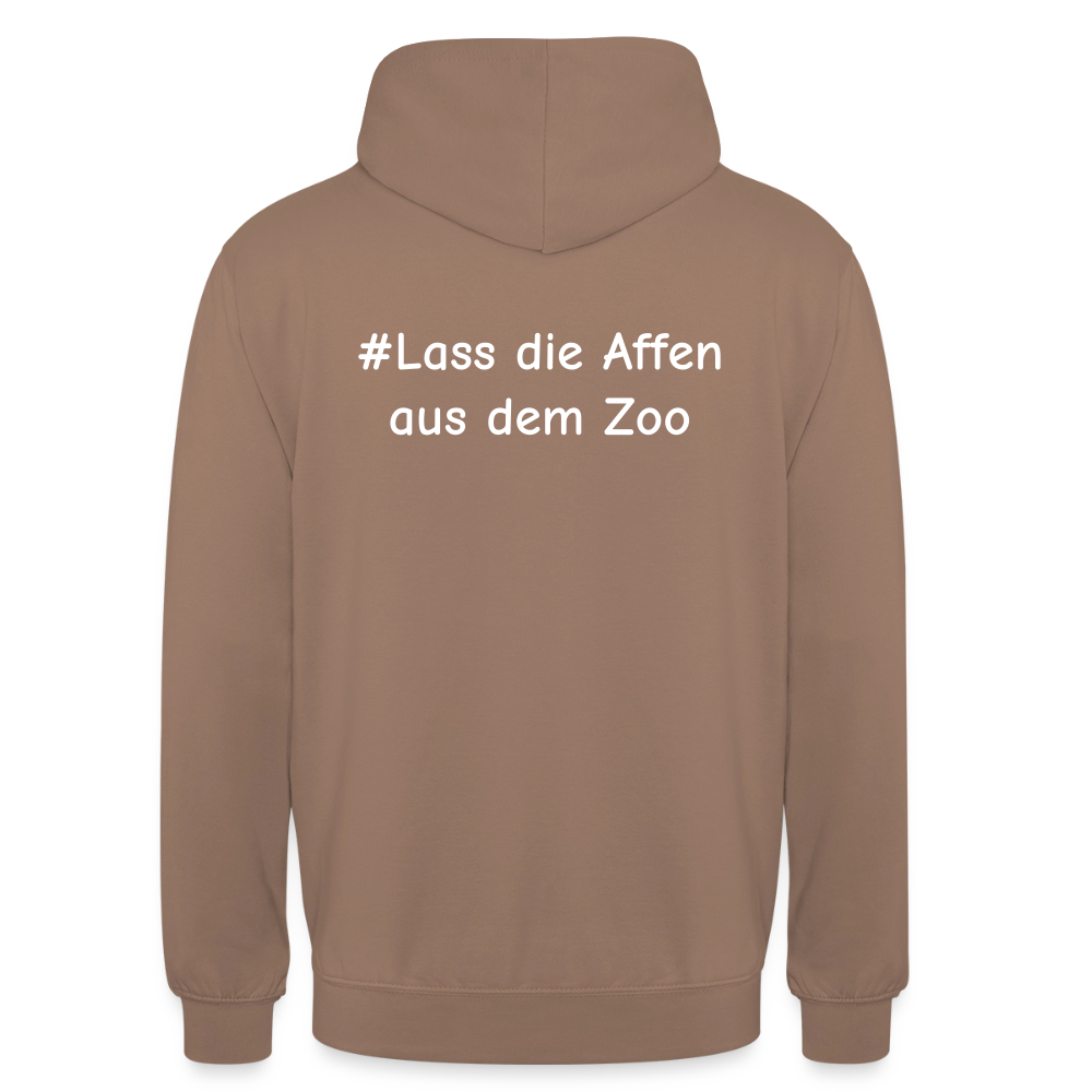 Hoodie Kunde Schule Bunte Maske gerade Schrift - Mokka