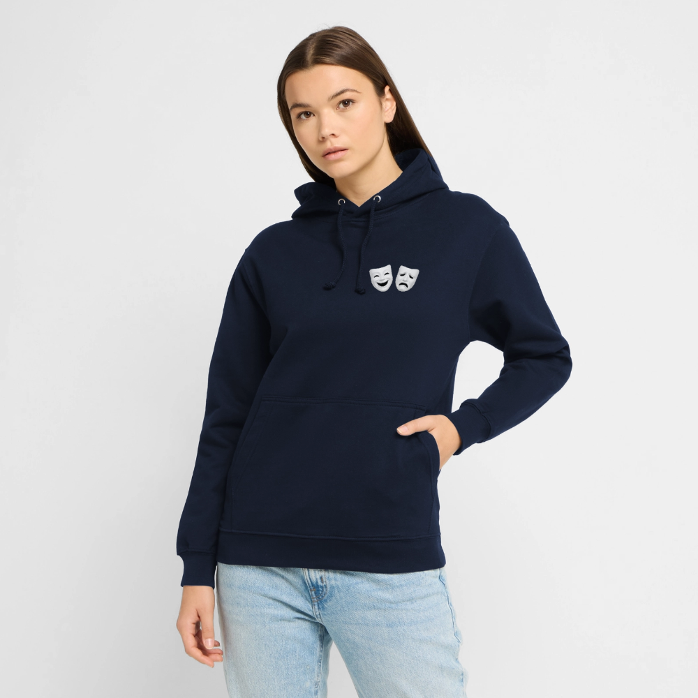 Hoodie Kunde Schule weiße Maske schiefe Schrift - Navy