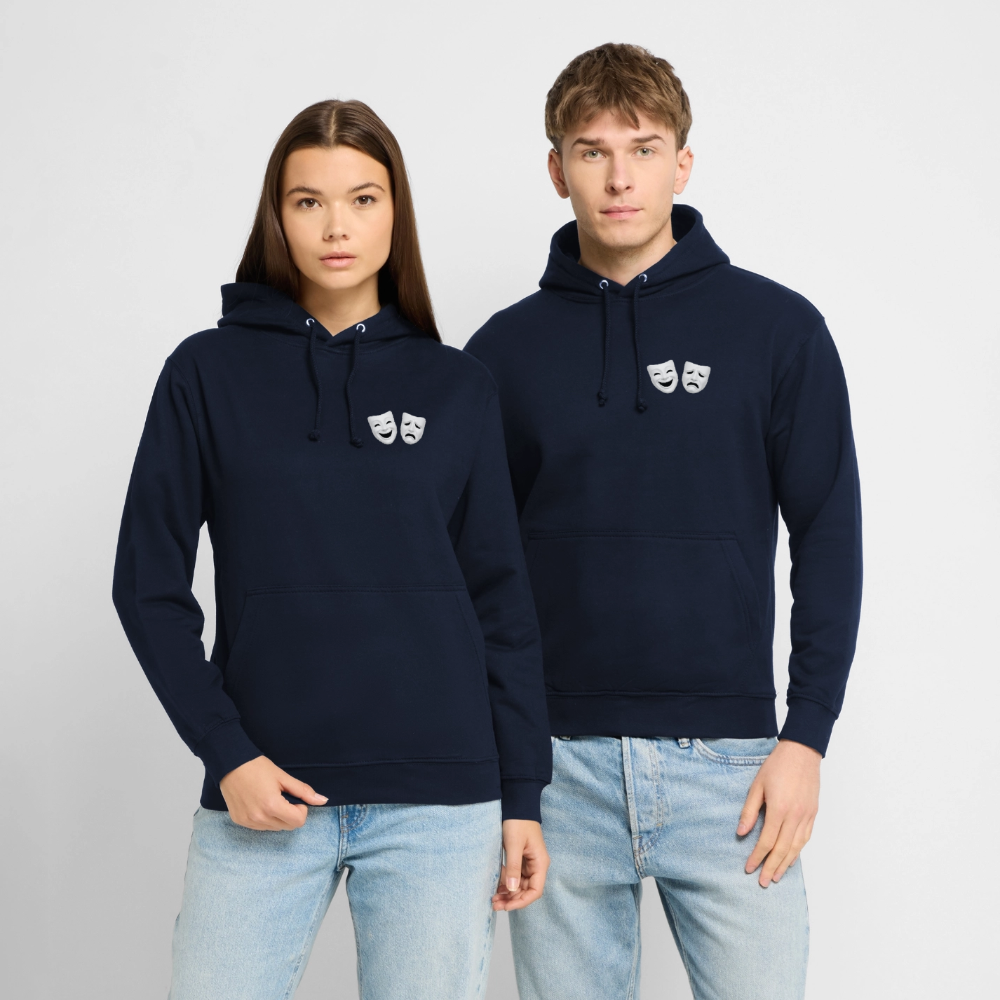 Hoodie Kunde Schule weiße Maske schiefe Schrift - Navy