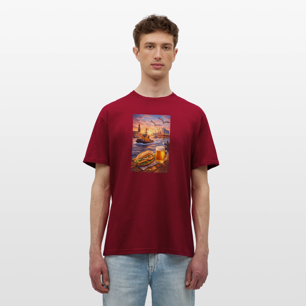 SSW2682Hamburger Hafen Bier und Fischbrötchen - Ziegelrot