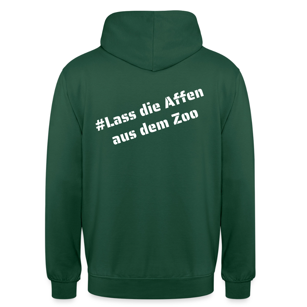 Hoodie Kunde Schule weiße Maske schiefe Schrift - Flaschengrün